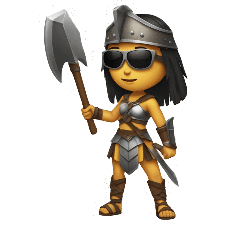 girl gladiator with sunglasses holding axe  emoji