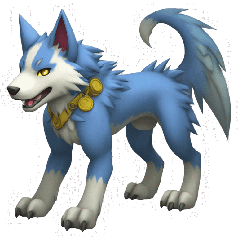 cute cool Digimon-Fakemon-garumon-wolf full body emoji