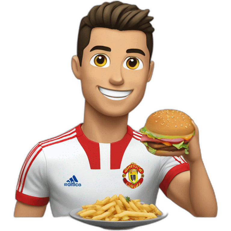 Cristiano Ronaldo comendo hambúrguer emoji