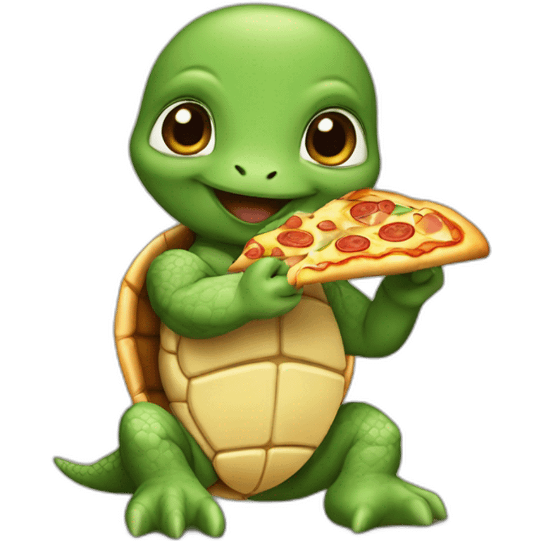 Baby turtle ninja eating pizza emoji