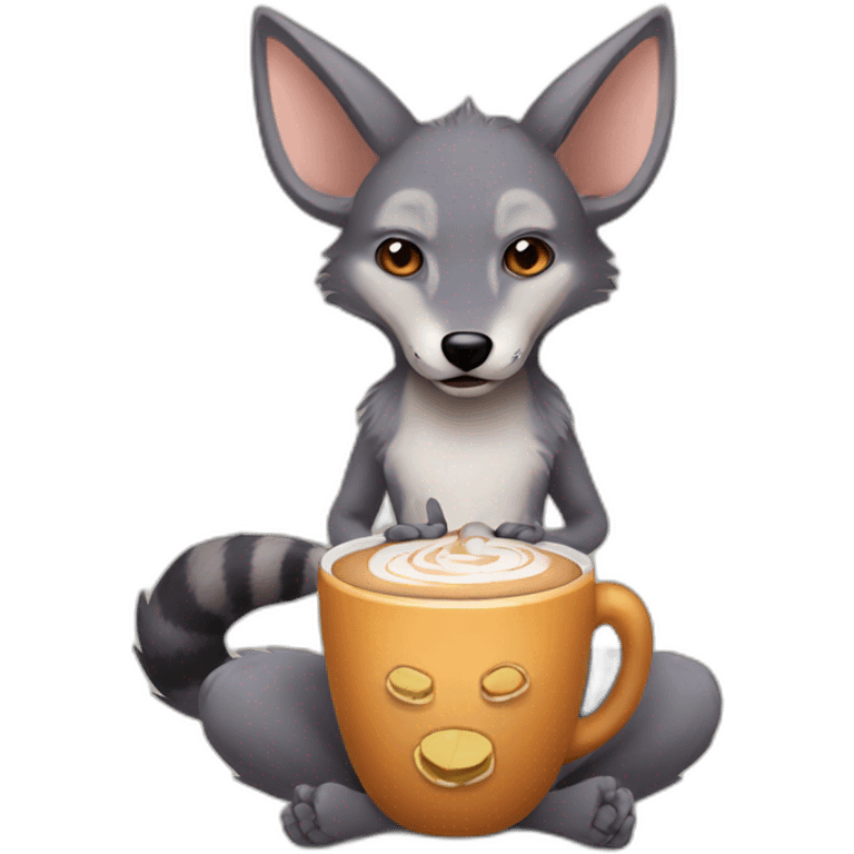 Jackal holding hot cocoa emoji