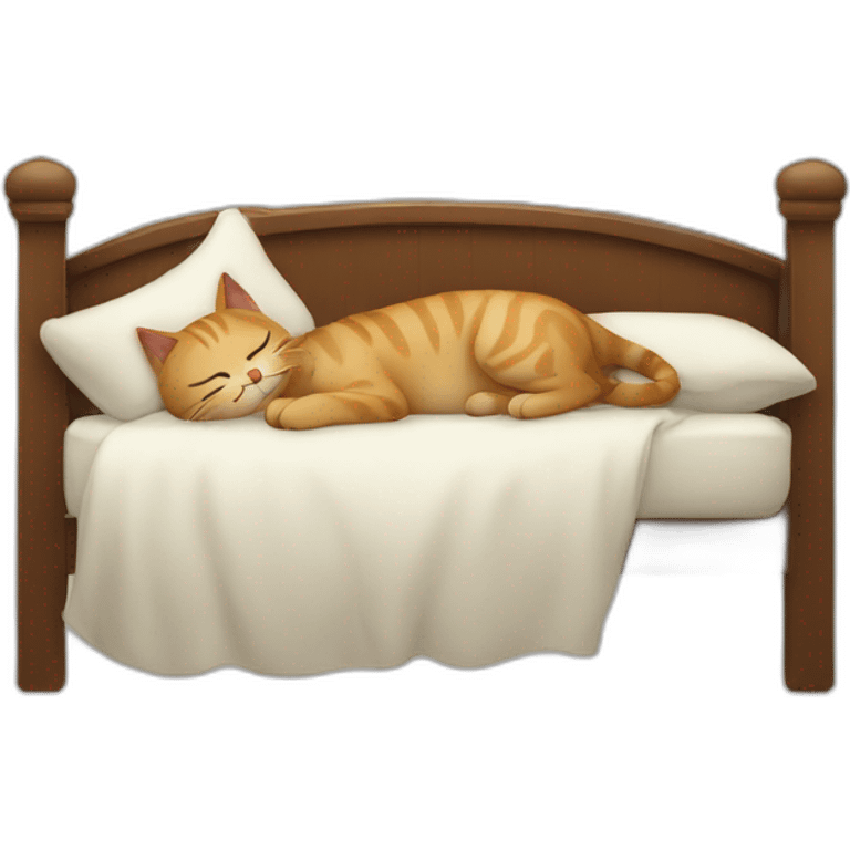 cat sleeps on a big bed emoji