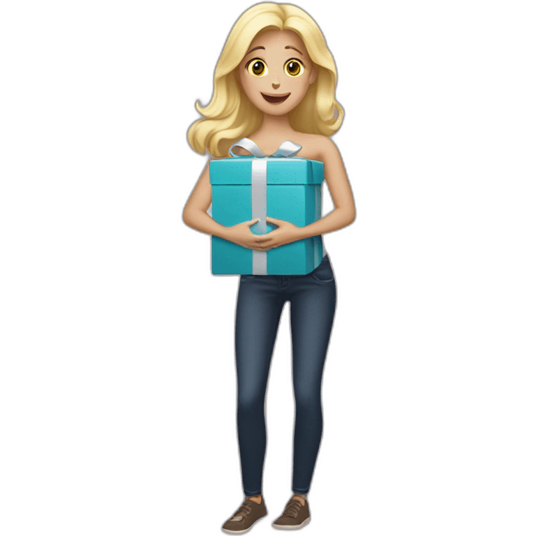 white blond woman opening gift emoji