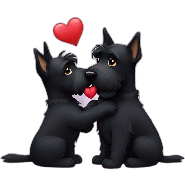 Two black Scottish terrier kissing emoji