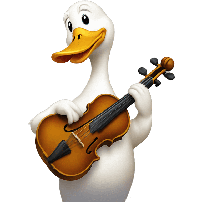 Duck playing a fiddle emoji