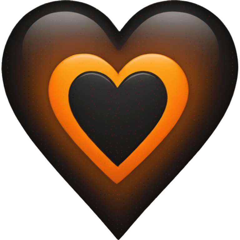 Half black and half orange heart emoji