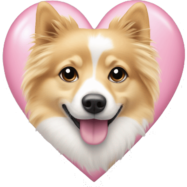 White and blonde spots spitz in a pink heart emoji