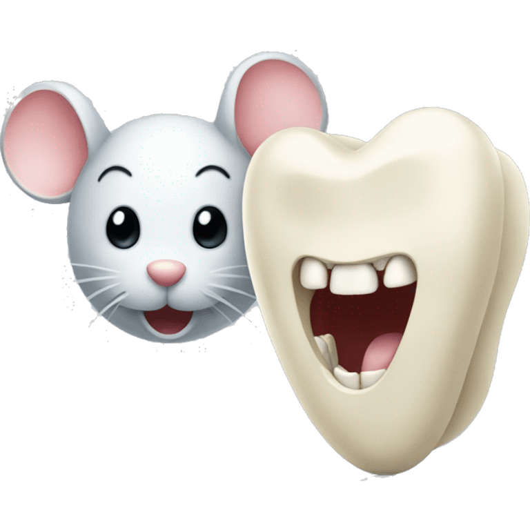 a mouse next to a tooth emoji