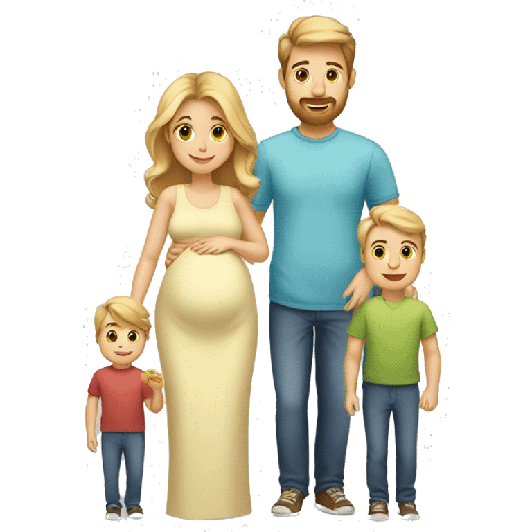 Family;blonde-dad,brown-haired-pregnant-mother, blond-haired-baby-boy emoji