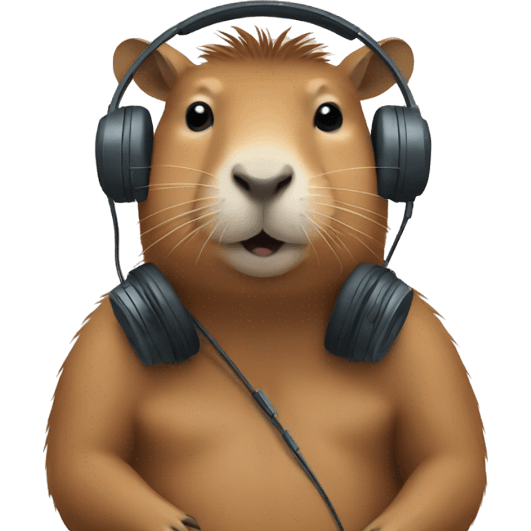 capybara with headphones crossing arms emoji