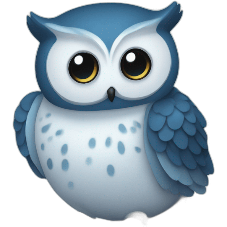 Sea Owl in blue white and black shade emoji