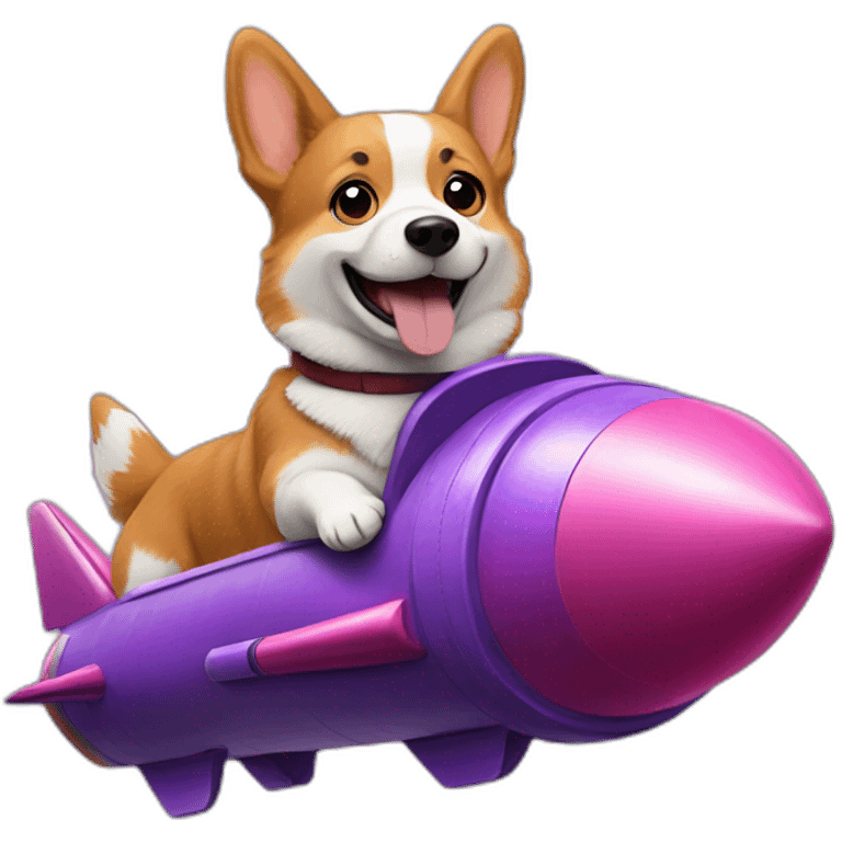 corgi riding purple rocket emoji