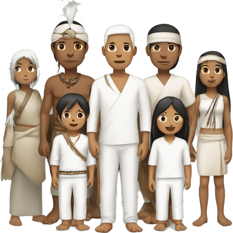 Kogui indigenous family in white clothing  emoji