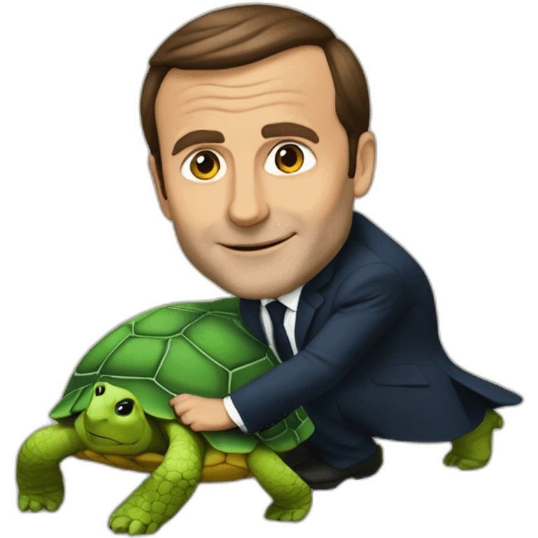 Macron sur une tortue emoji