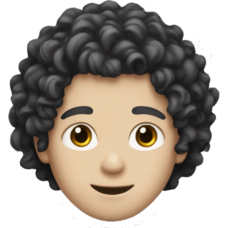 white boy with curly black long hair emoji