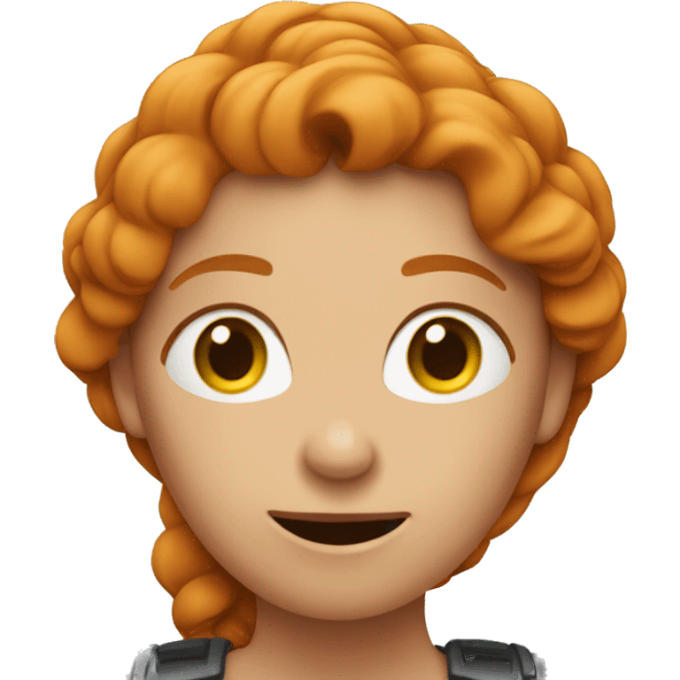 Ginger woman with shoulders and hands saying anyway  emoji