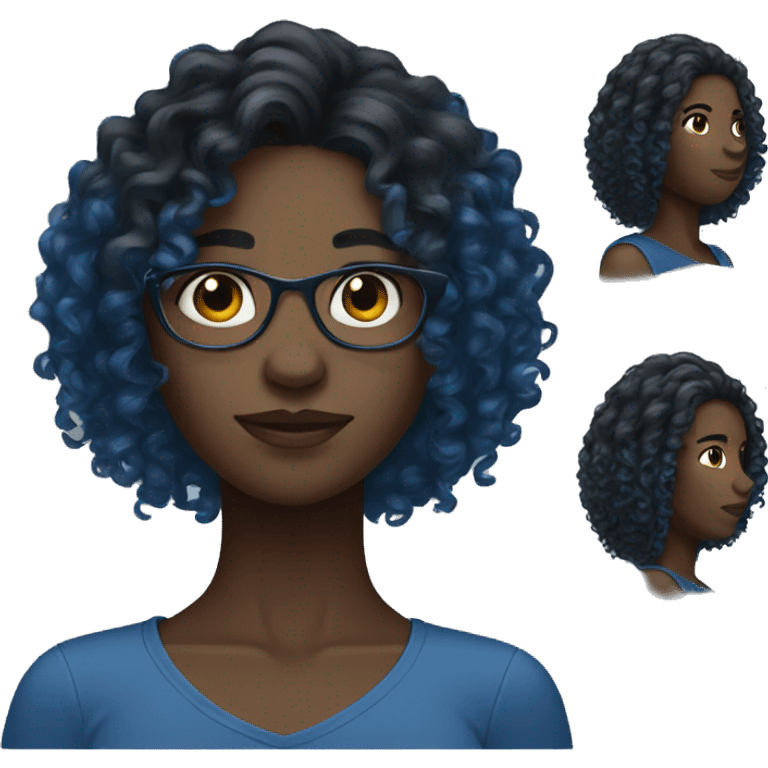 curly blue long hair black woman emoji