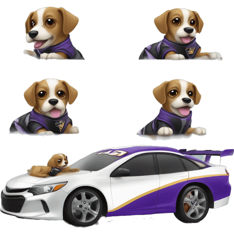 baltimore ravens fan dog driving a race car emoji