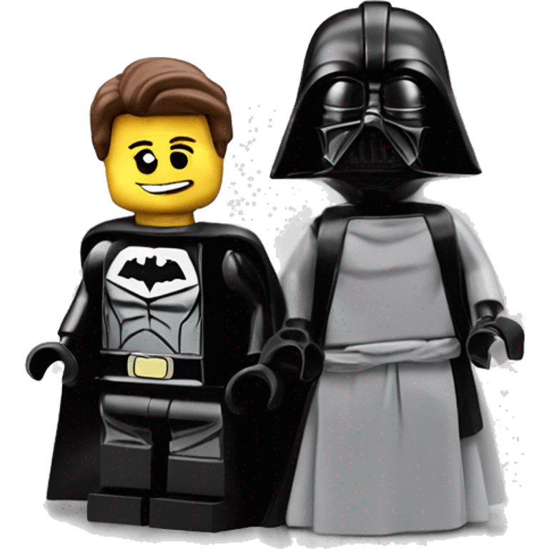 Lego Princess Leia and Batman get married but Darth Vader is mad  emoji