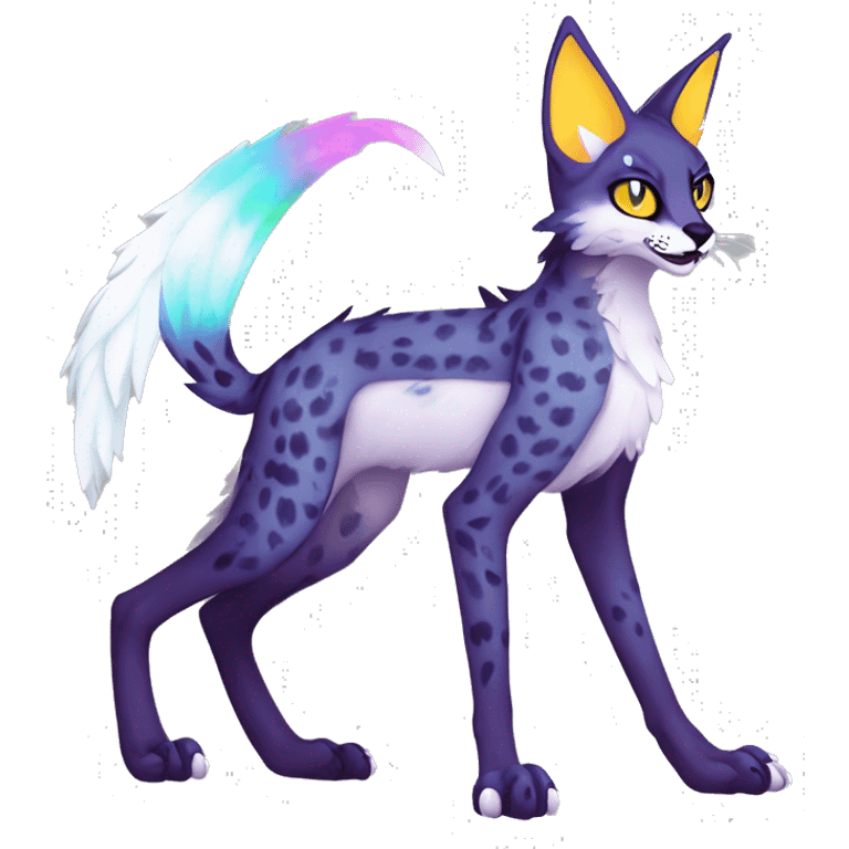 Epic Edgy Colorful ethereal eldritch Sergal-Serval-Fionbri full body emoji