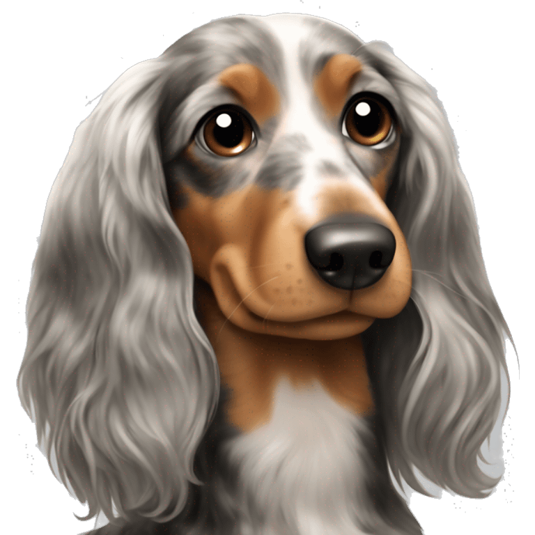 Tri Merle long haired Dachshund   emoji