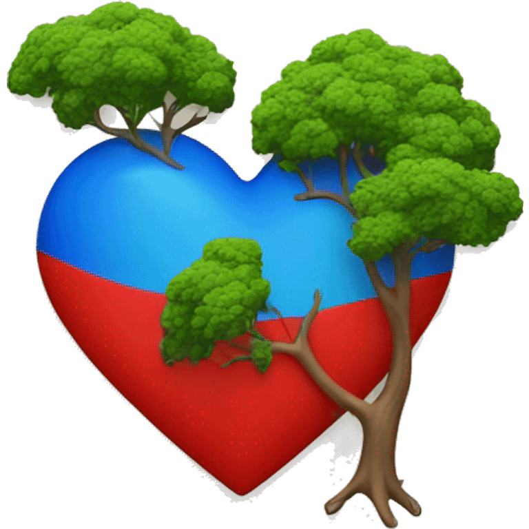 a red and blue heart with tree emoji