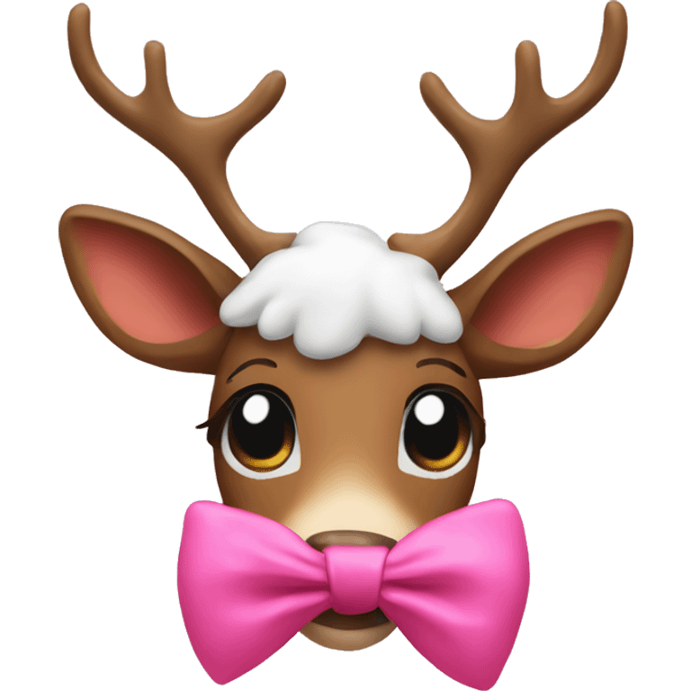 Raindeer with pink bow emoji