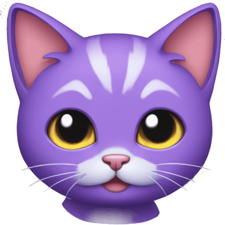 Purple cat with bat wings cute kawaii emoji