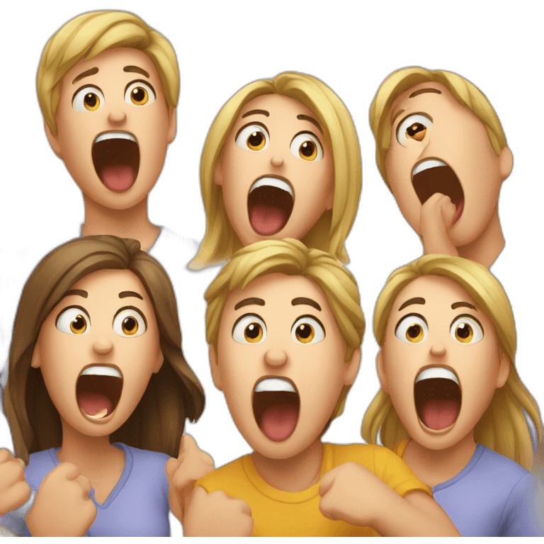 group of yawing people emoji