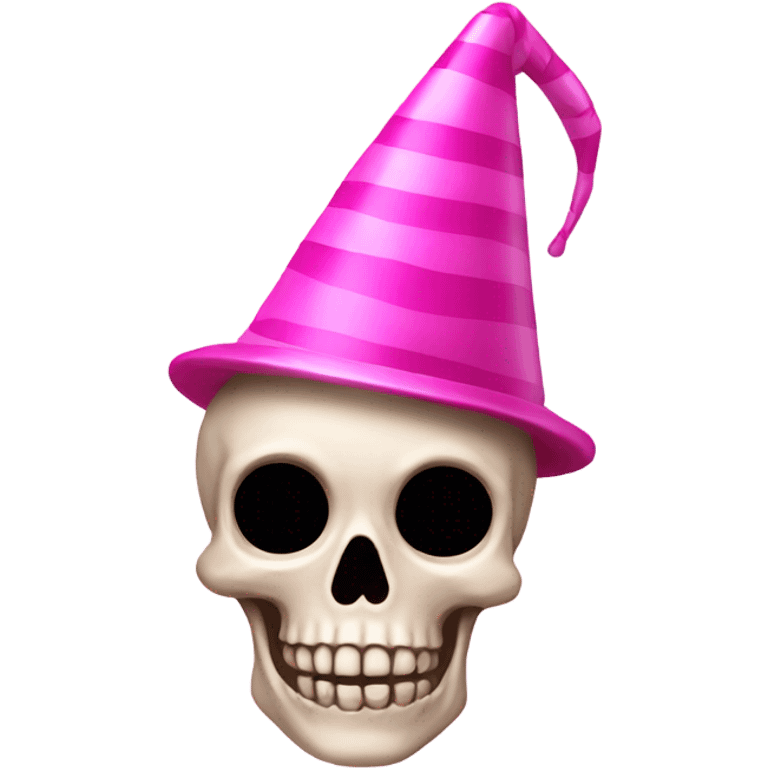 Pink skeleton with party hat  emoji