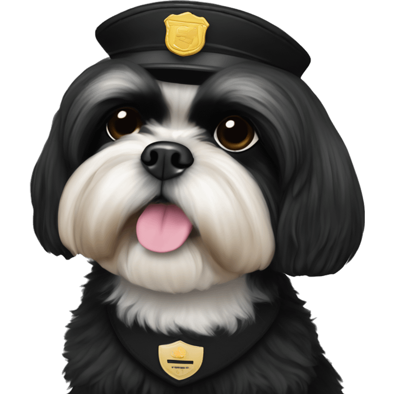 Shih tzu has all black fur (no other color). And is in a security uniform emoji