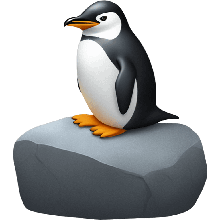 Penguin sitting on The Rock emoji