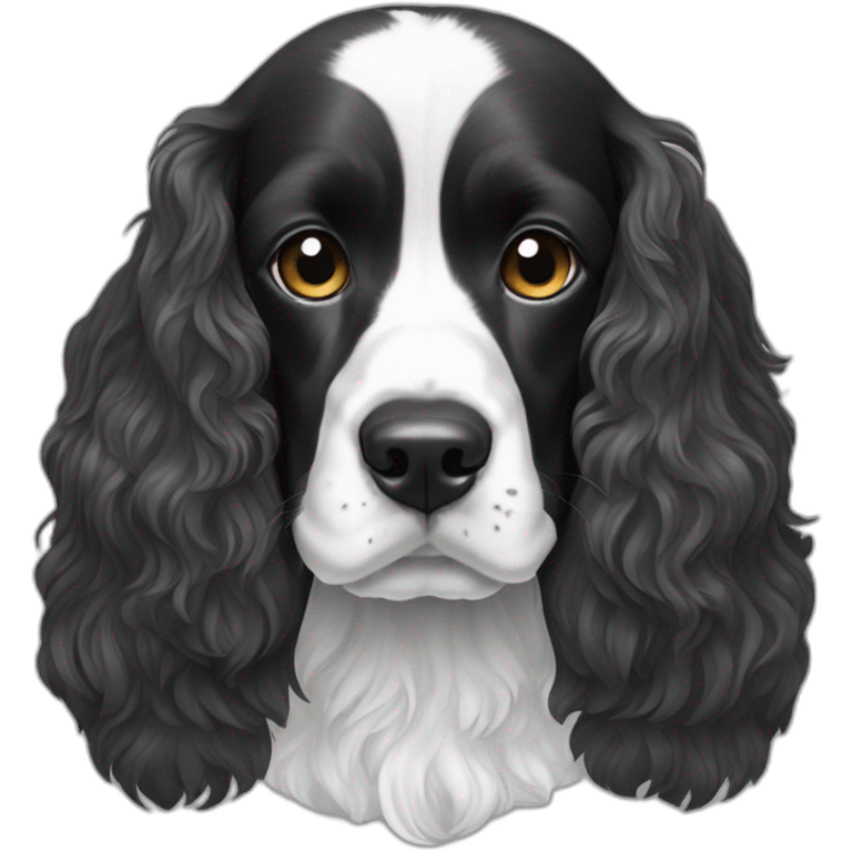 cocker spaniel black white thin white line head emoji