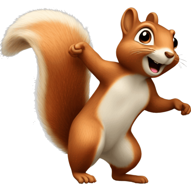 female squirrel from the front jumping with big tail
 emoji