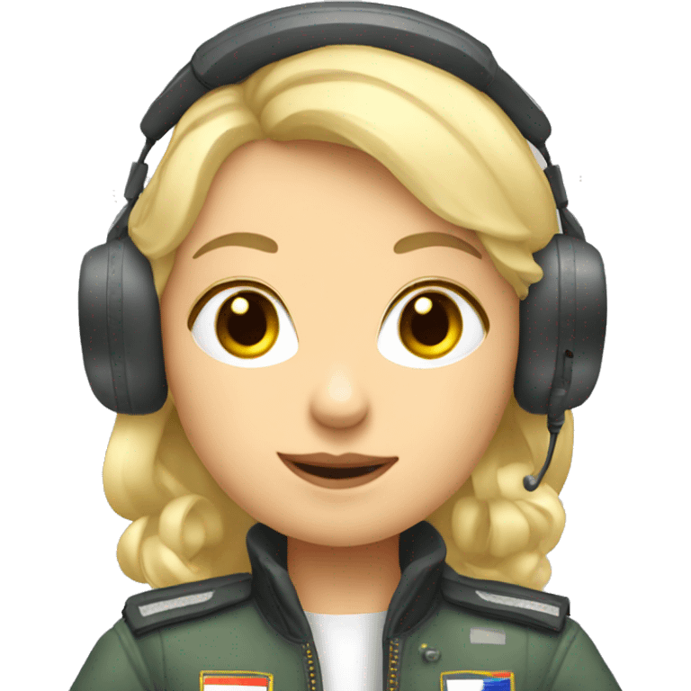 Blonde Russian pilot girl with pilot headset and microphone  emoji