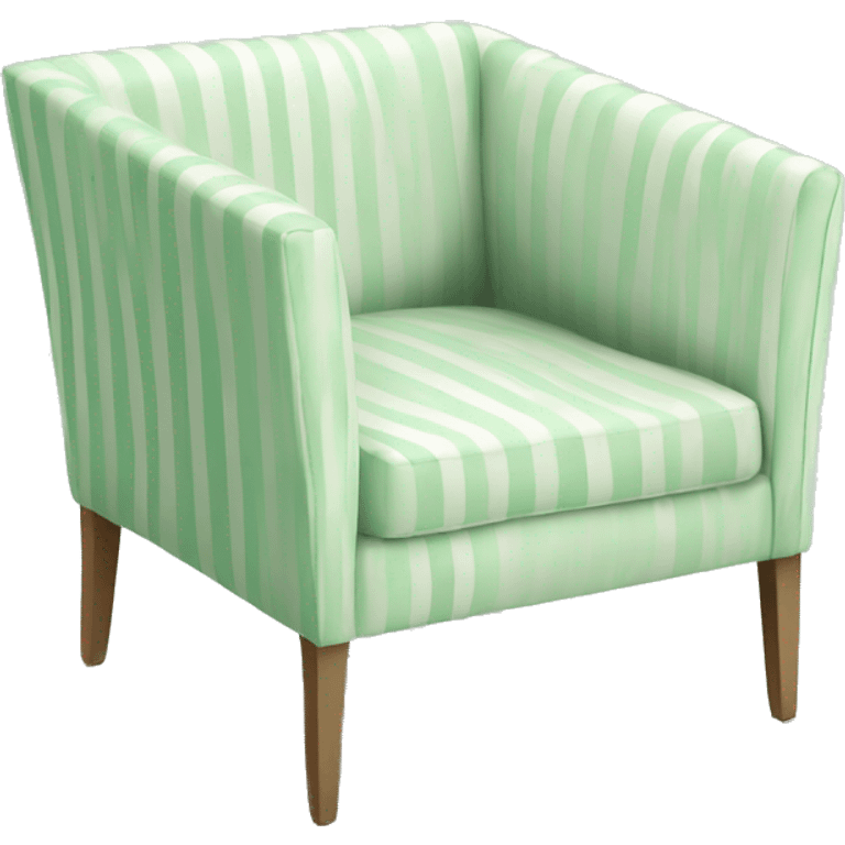 Striped pastel green and white sofa chair with square back emoji