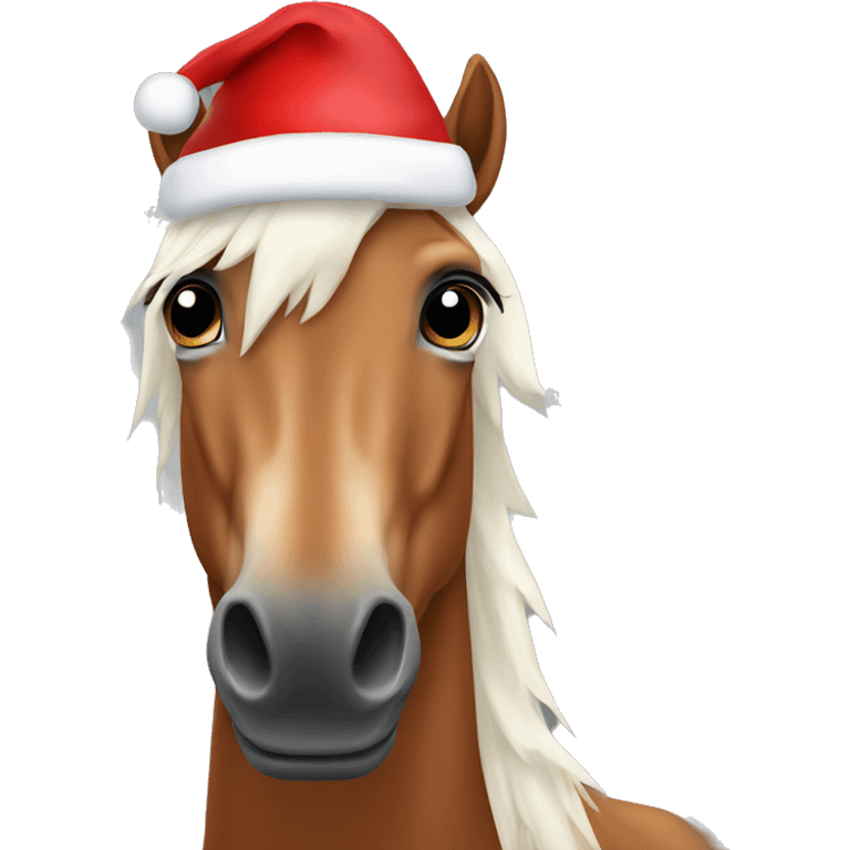 horse with Christmas hat emoji