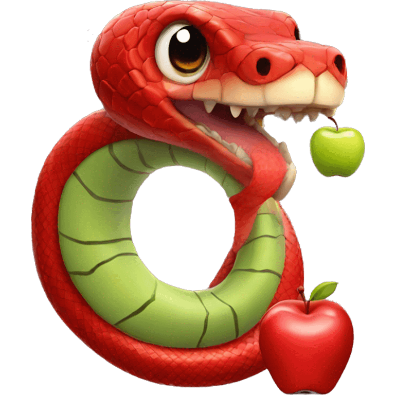 red snake with an apple emoji