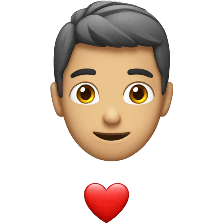 Un chico con un corazón con la inicial A emoji