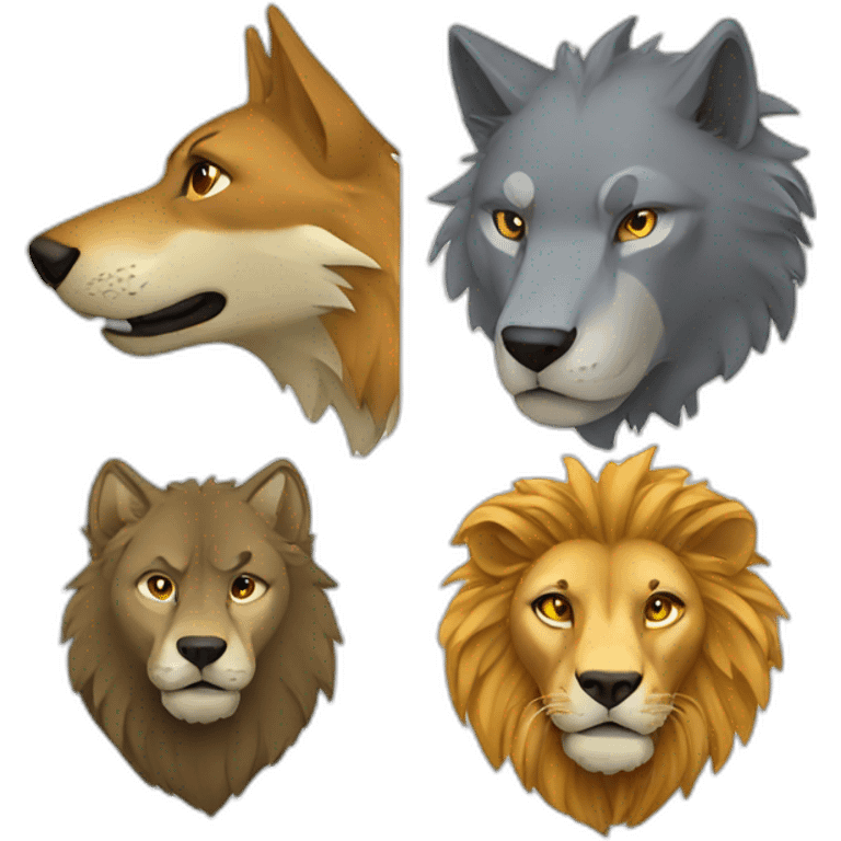 Wolf with lion emoji