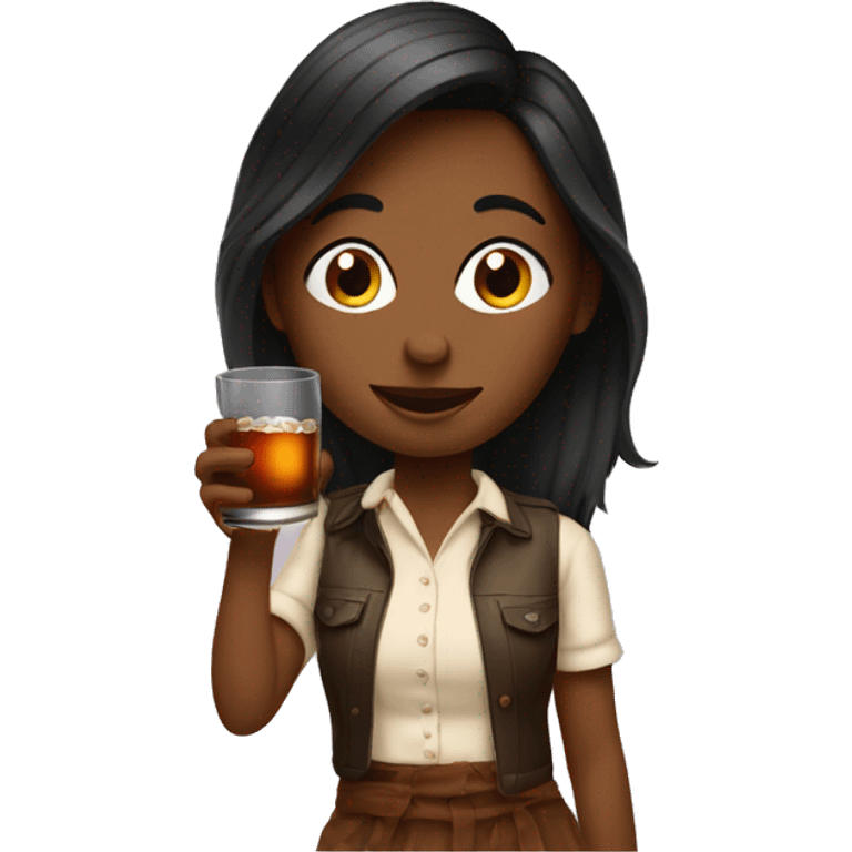 Girl drinking bourbon  emoji