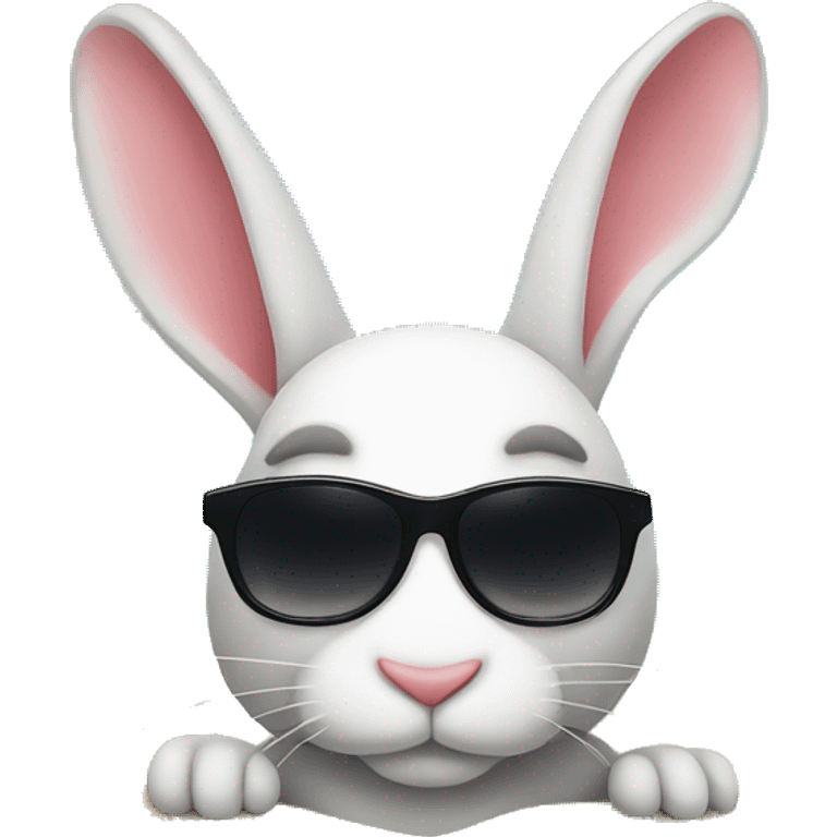 sunglasses rabbit lays on beach emoji