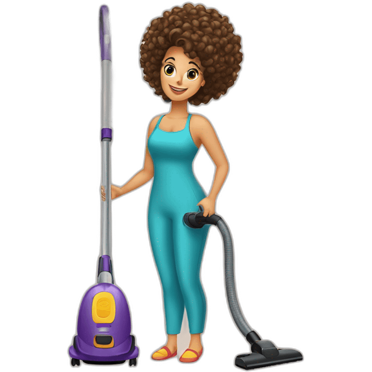 a Moroccan curvyhair do the housework vacuum cleaner emoji