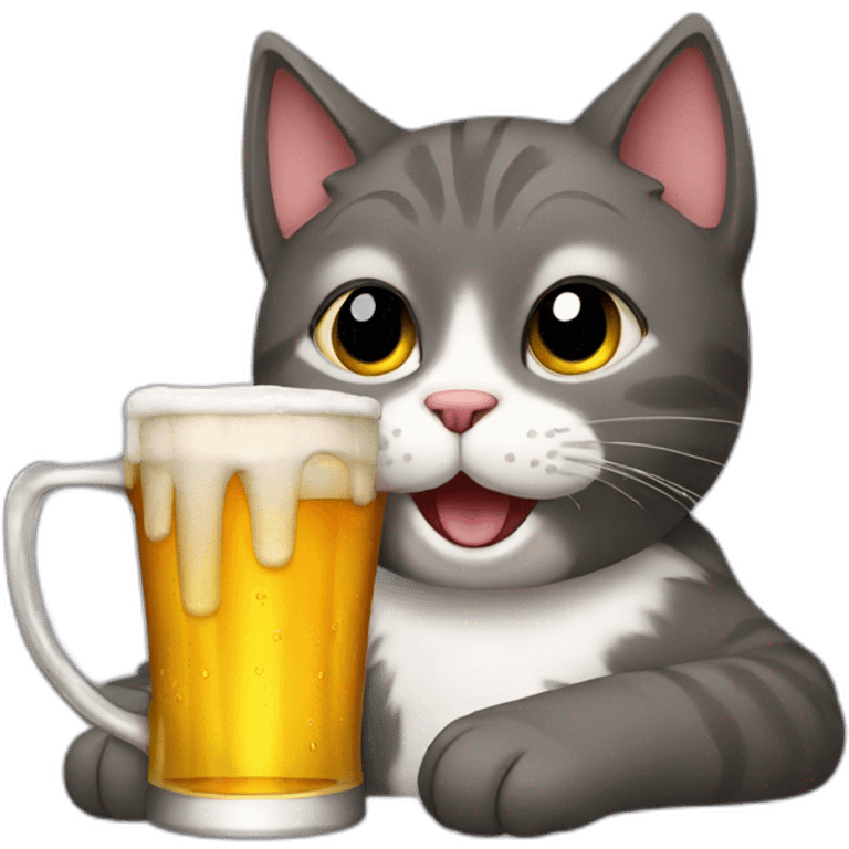 cat drinking beer emoji