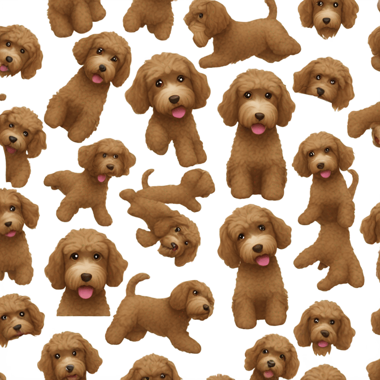 Brown labradoodle with white face emoji