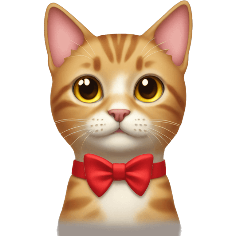 Rare Cat wearing red bow collar emoji