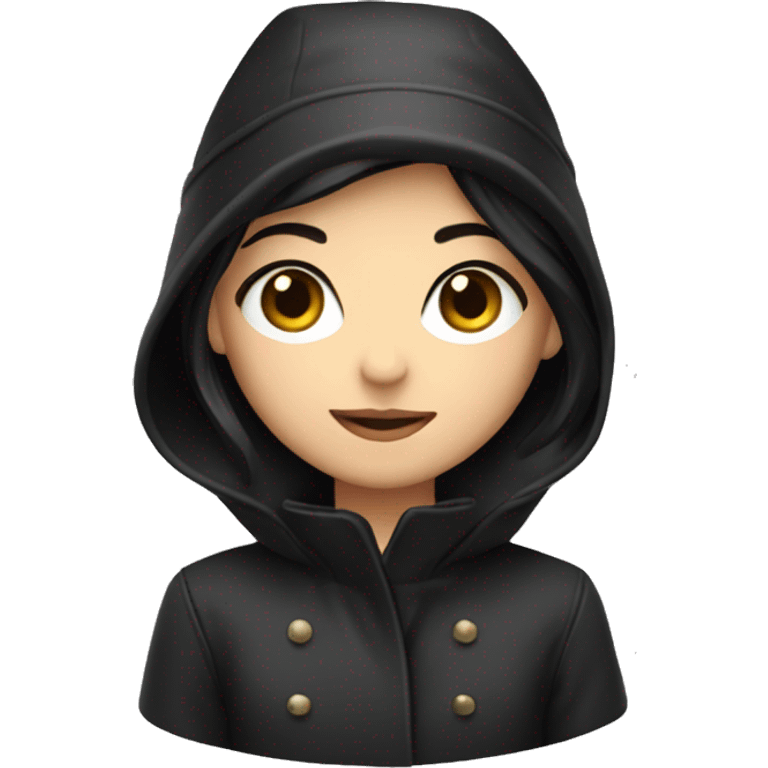 girl short dark hair dark eyed with coat gloves schal black hat emoji