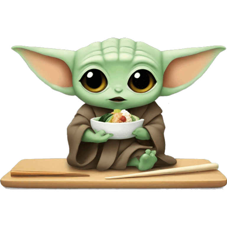 Baby Yoda eating sushi emoji