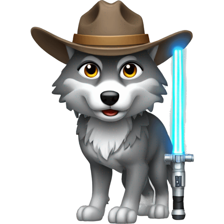 Wolf with cowboy hat Gray Lightsaber emoji