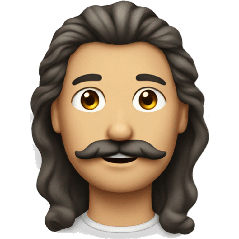 A man with hair of a girl and have mostache  emoji